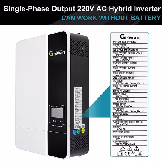 Growatt Solar Inverter 48V Es Series 3500watt 5000watt Single Phase off Grid Solar Inverter