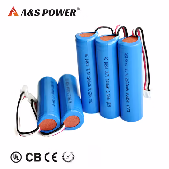 Fabricante Bateria de lítio 18650 Baterias de íon de lítio 3,7V 2600mAh 18650 Bateria com UL2054/Kc/CB